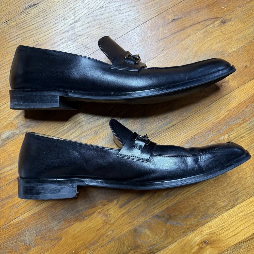 Brunomagli Nardo Mens 12 M Penny Loafers Shoes Black Leather Horsebit Italy
